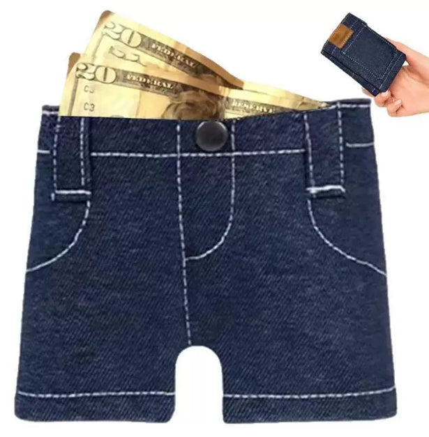 Jeans Wallet Foldable Denim Shaped Coin Purse And Card Holder