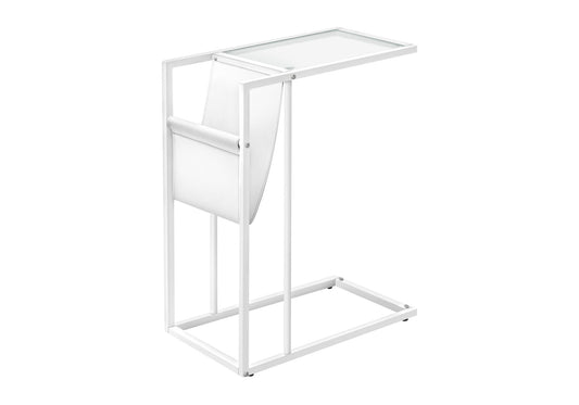 Accent Table, C-Shaped, Contemporary and Modern - White