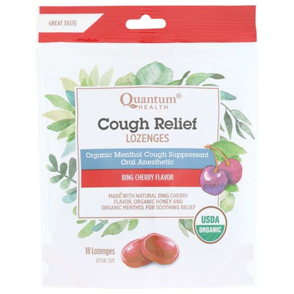 QUANTUM: Lozenges Cough Relief Cherry Organic, 18 ea