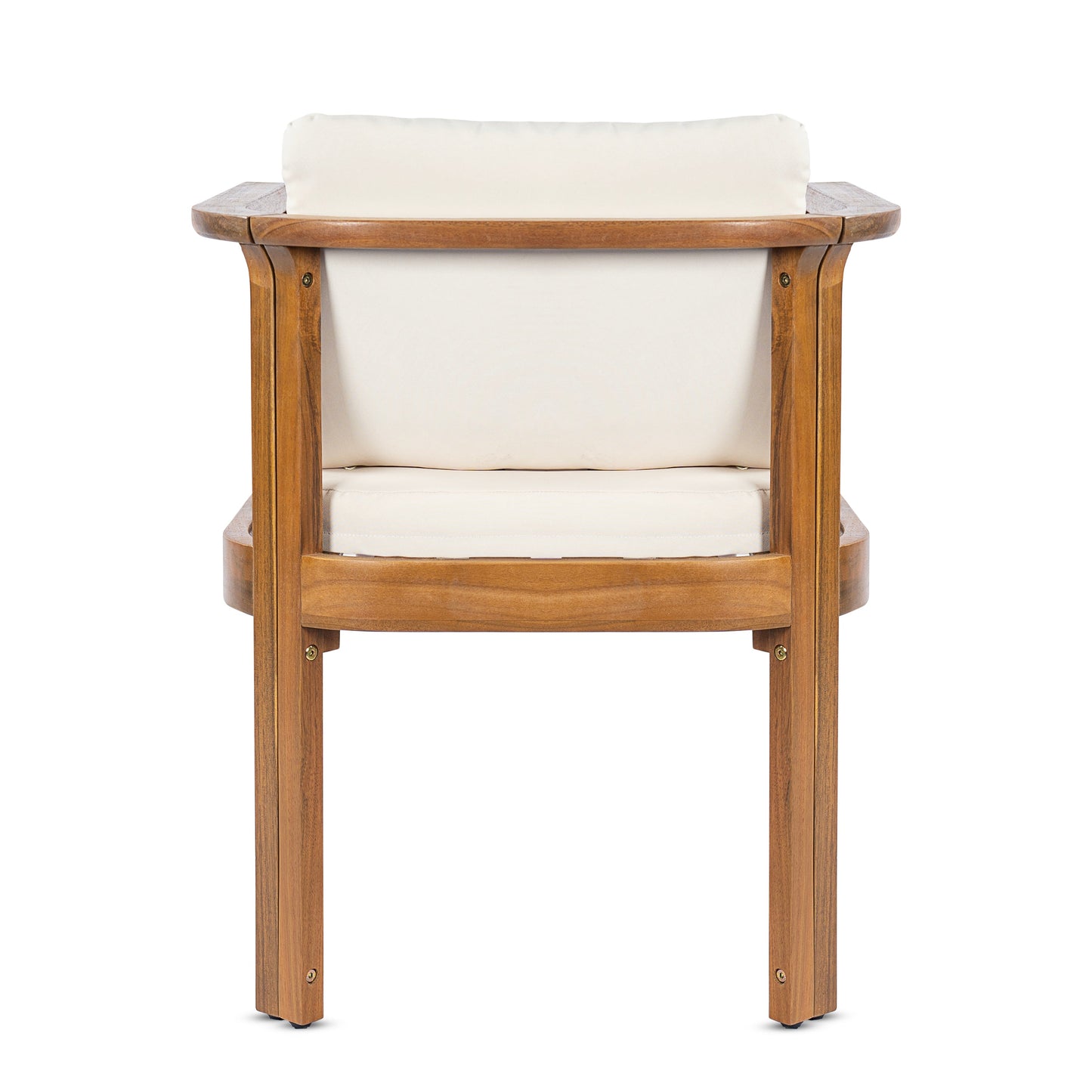Outdoor Dining Chair Set of 2 with Curved Acacia Wood Arms