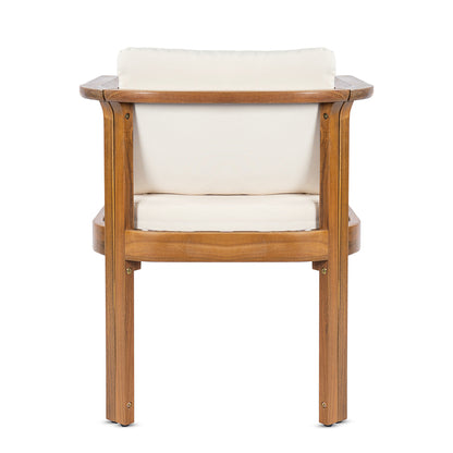 Outdoor Dining Chair Set of 2 with Curved Acacia Wood Arms