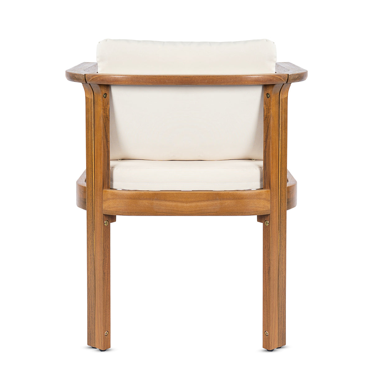 Outdoor Dining Chair Set of 4 with Curved Acacia Wood Arms