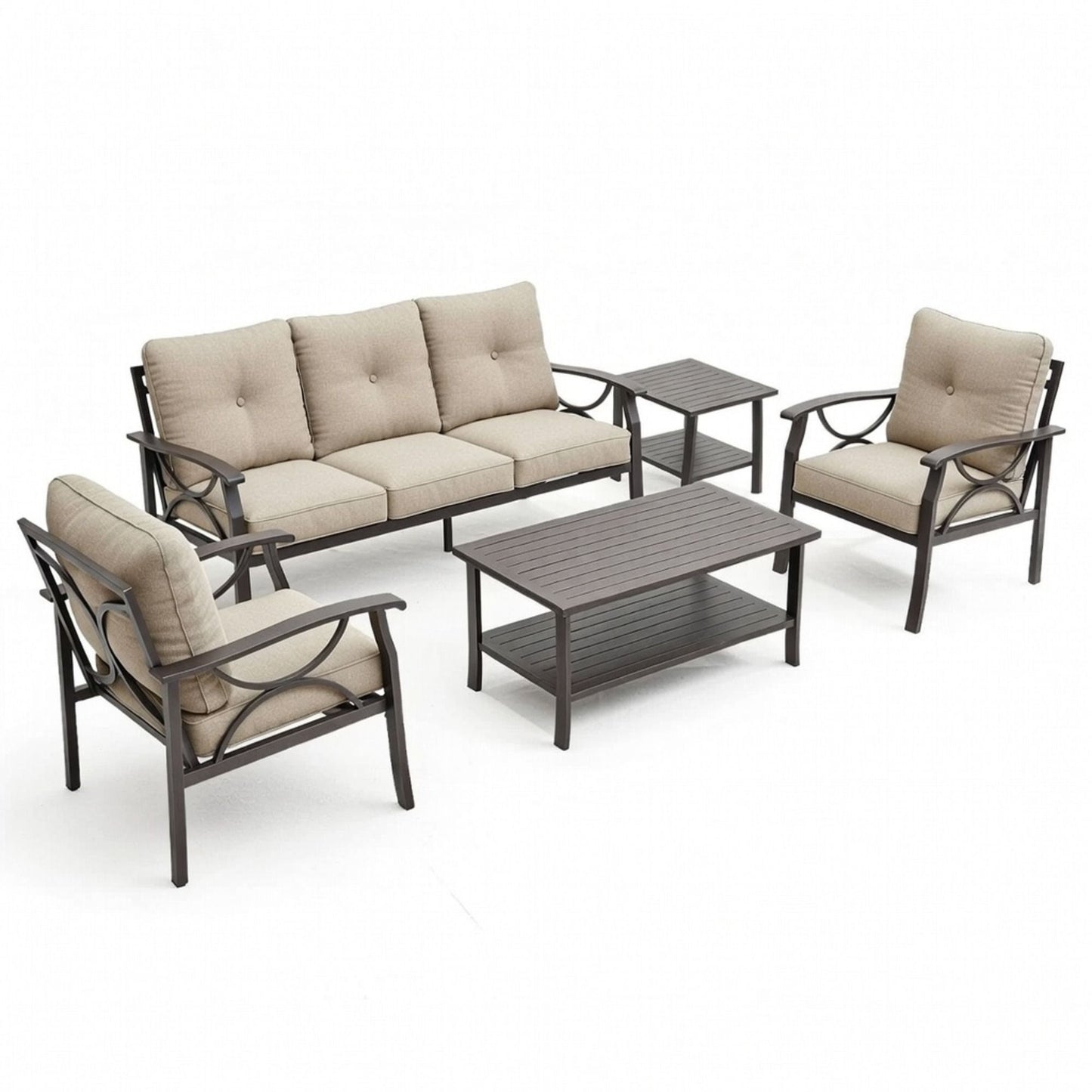 Patio Furniture Set with Coffee Table and Cushions for Backyard