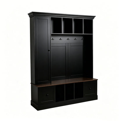 Vibe Haus 62.2'' Farmhouse Hall Tree with Shoe Storage Bench