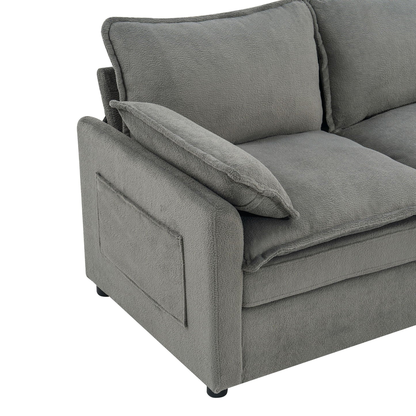 Modern 3 Seater Sofa With Side Storage Pockets For Living Room