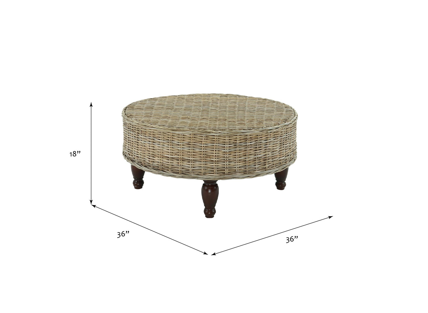 Round Rattan Wicker Indoor Living Coffee Table