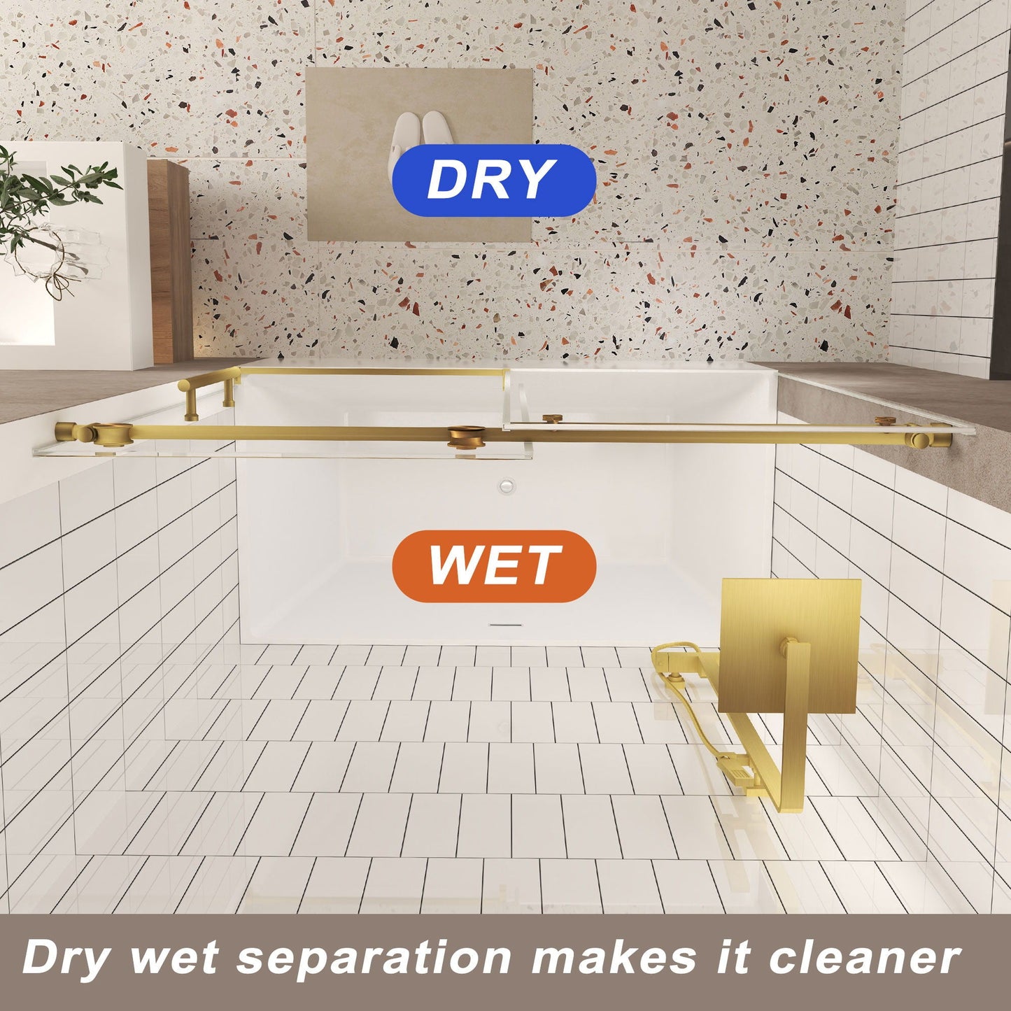Frameless Shower Door, Smooth Sliding Tracks