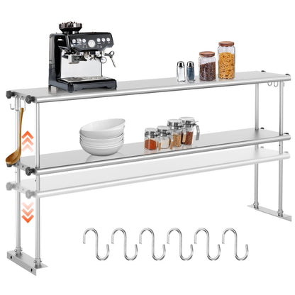 Stainless Steel Adjustable Kitchen Shelf, 60 Inch