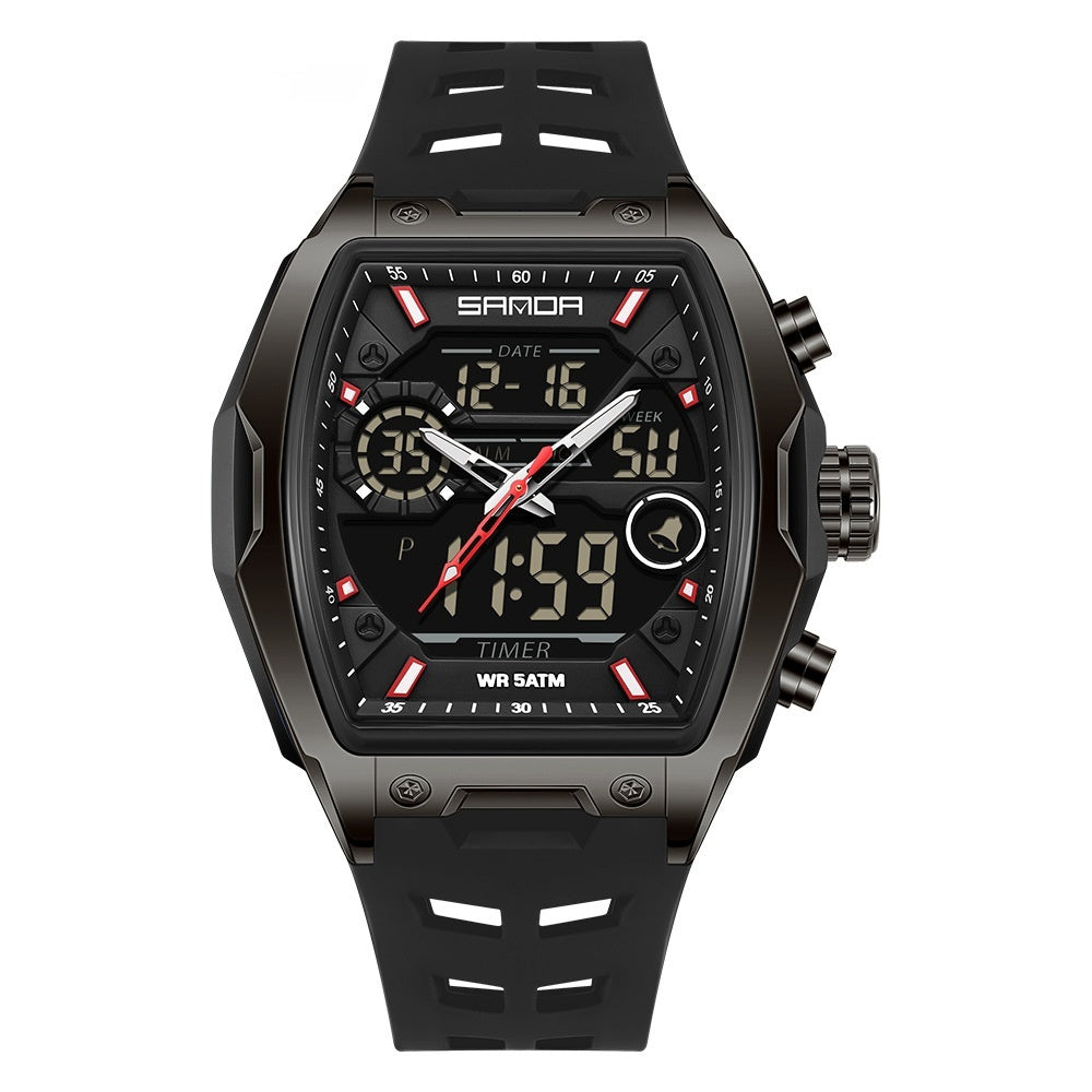 Barrel-shaped Waterproof Multifunctional Alarm Clock Student Sports Watch