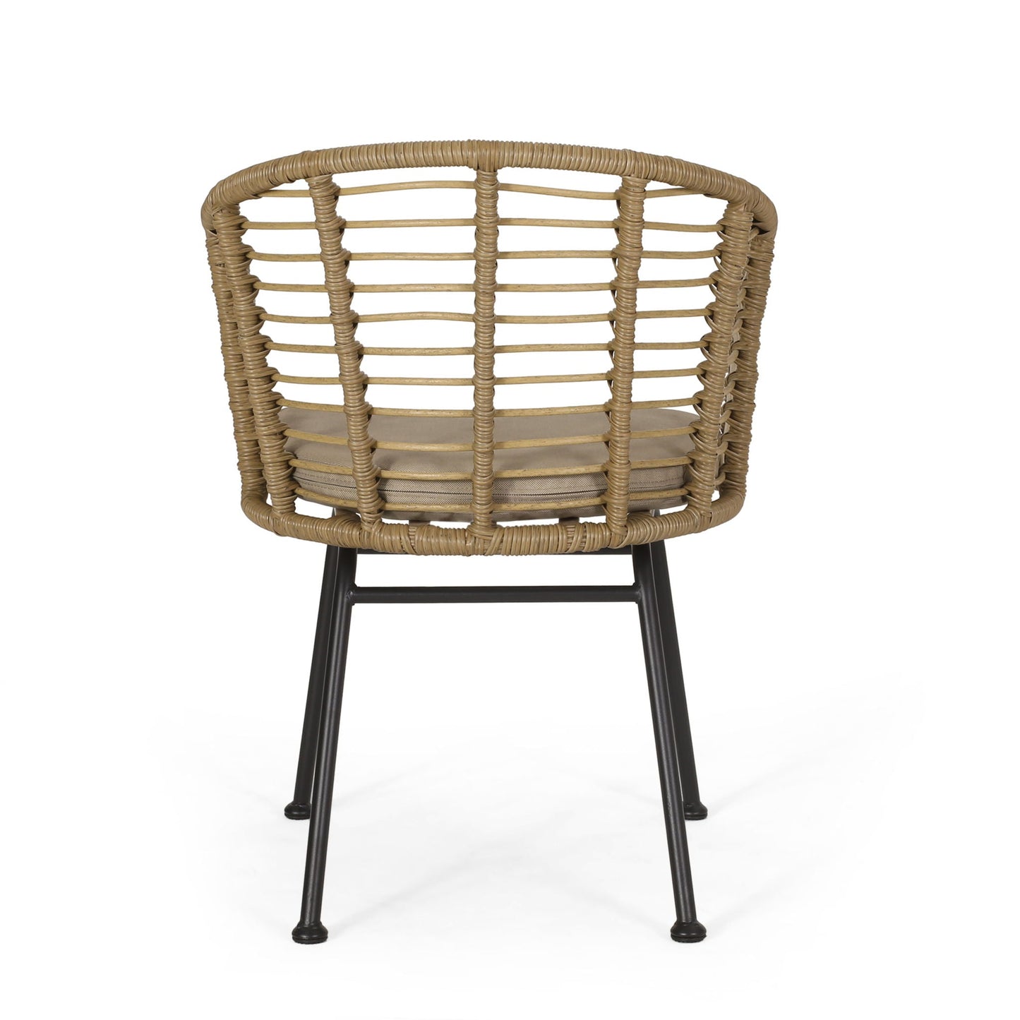 Randy Modern Wicker Chair with Water Resistant Cushions - Brown / Beige