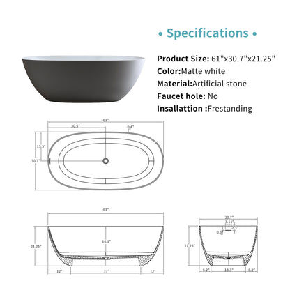 61'' Freestanding Bathtub