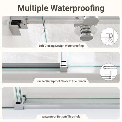 56-60"W x 72"H Frameless Single Sliding Shower Door