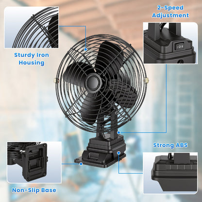 Portable Jobsite Fan 9" Compatible with Makita 21V Battery