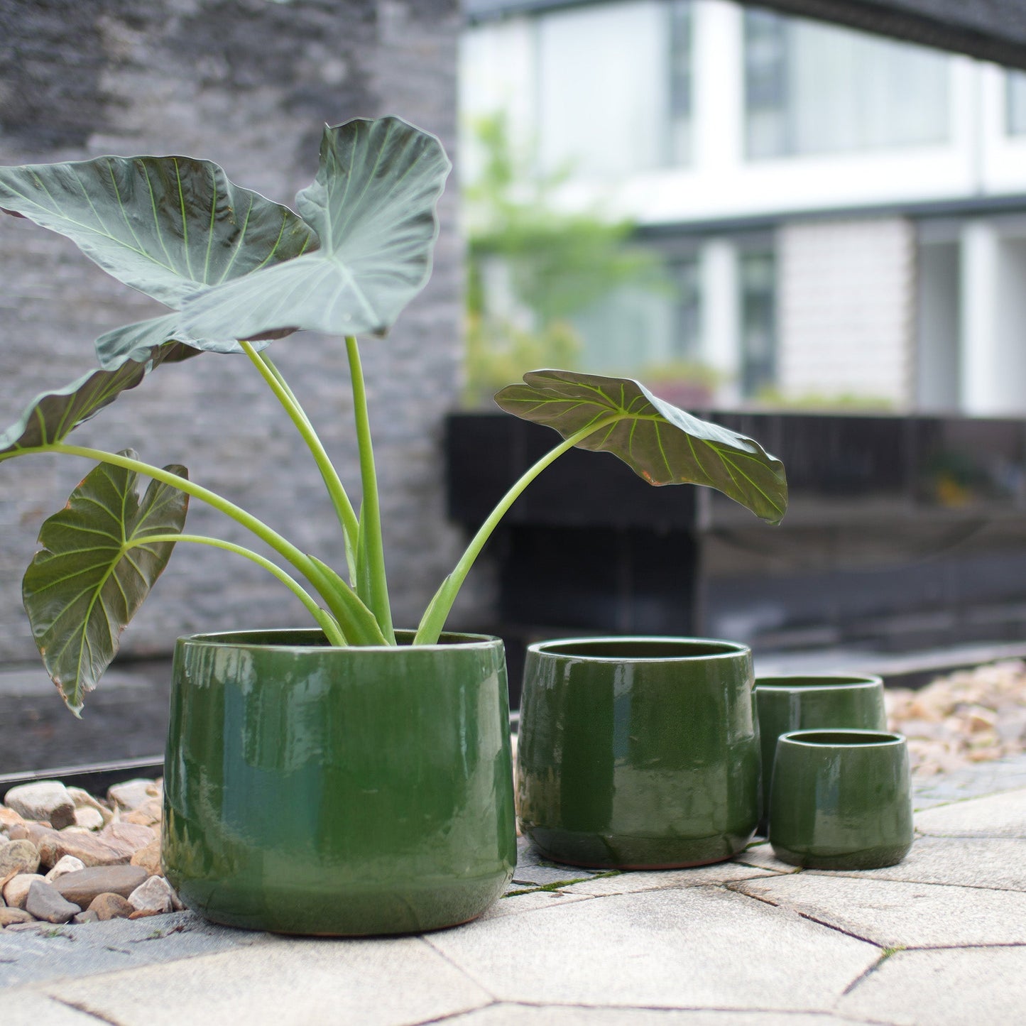 Handmade Solid Glazed Ceramic Planter Set of 4