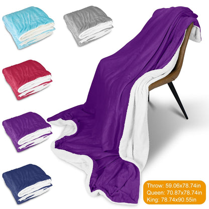 Fleece Throw Blanket Warm Soft Flannel Bed Cover Cuddly Cozy Sofa Travel Car Blanket w/ Queen King Throw Size Optional