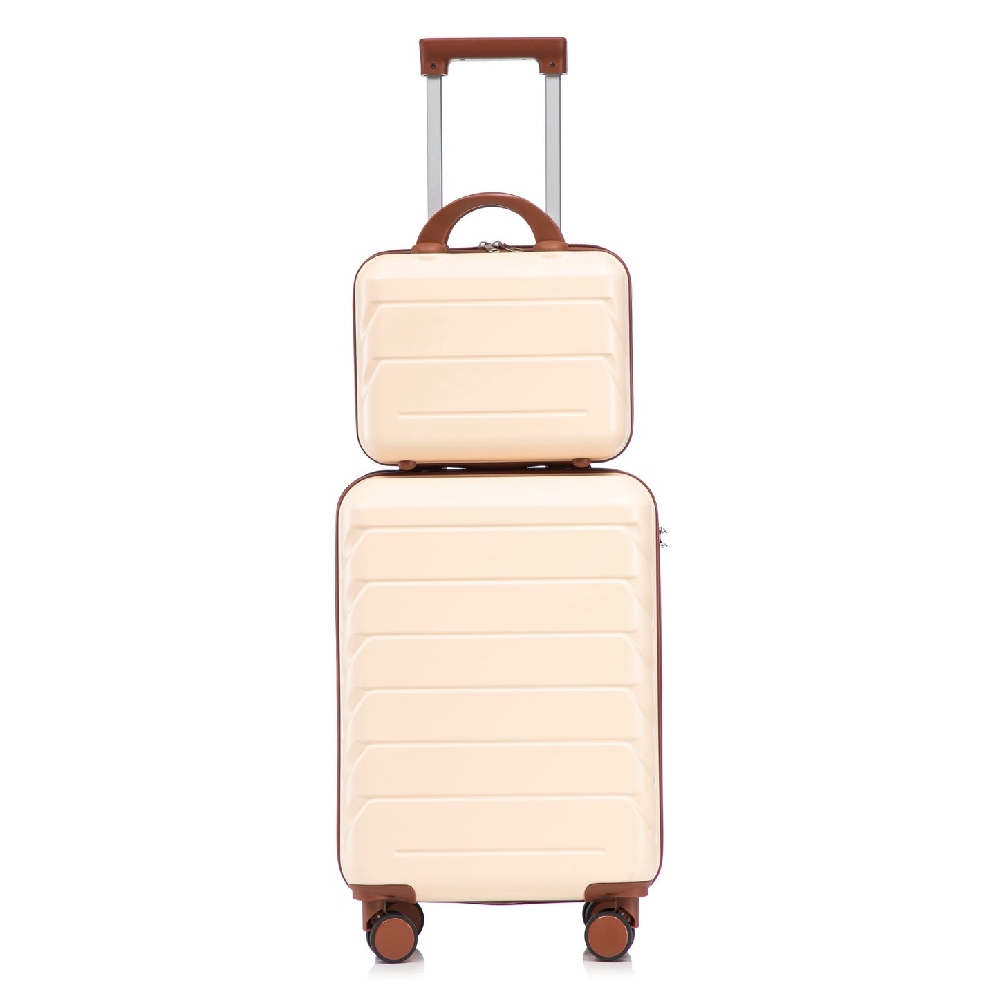 14'/20' 2-Piece Beige ABS Spinner Wheel Luggage Set