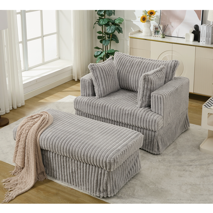 47.7'' Oversized Corduroy Chaise Longue with Ottoman