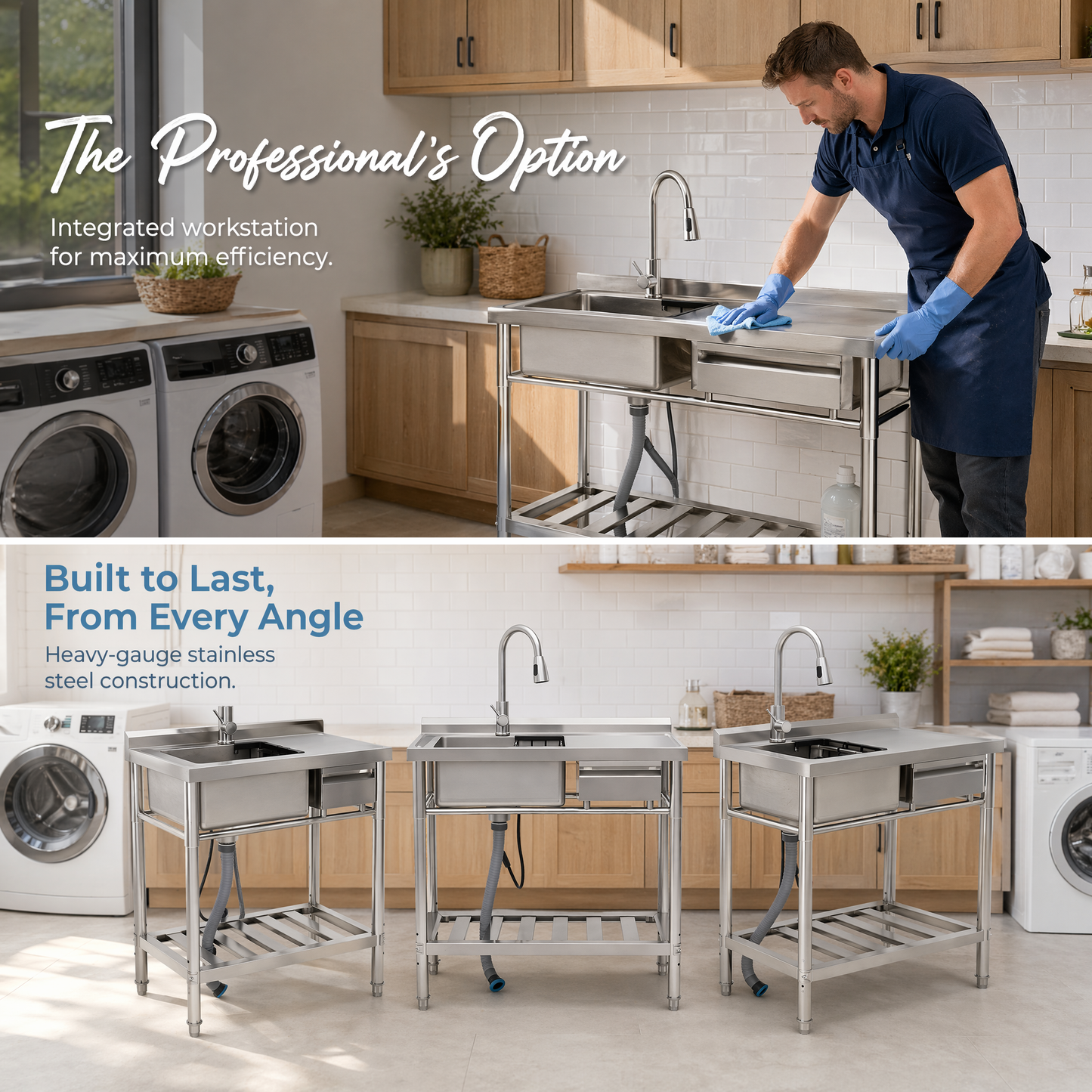 Stainless Steel Utility Sink, Freestanding Sink