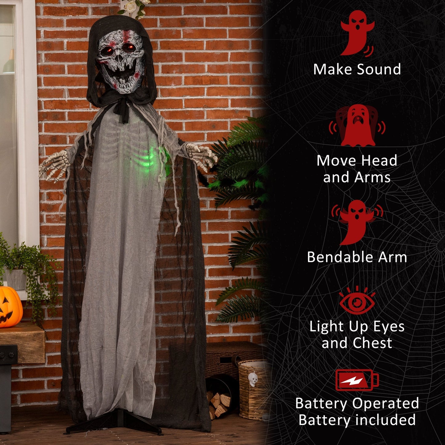 74" Animated Skeleton Witch of the Haunted Hollow