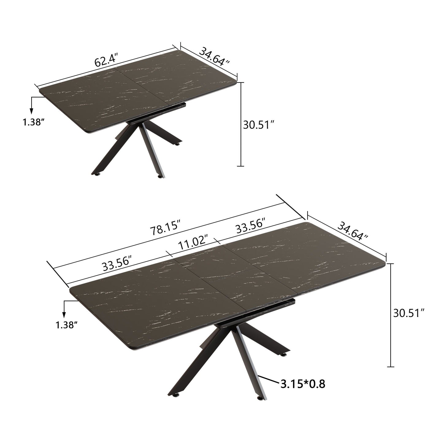 Extendable Dining Table Set With Curved Backrest Upholstered Chairs