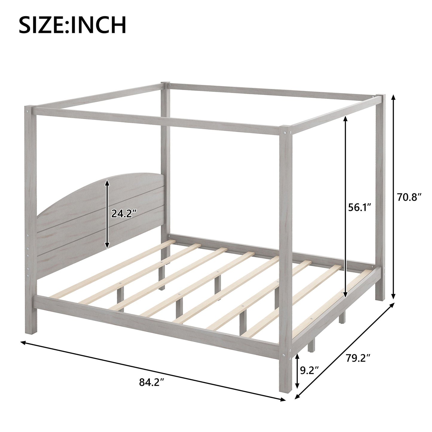 anopy Platform Bed With Headboard And Support Legs
