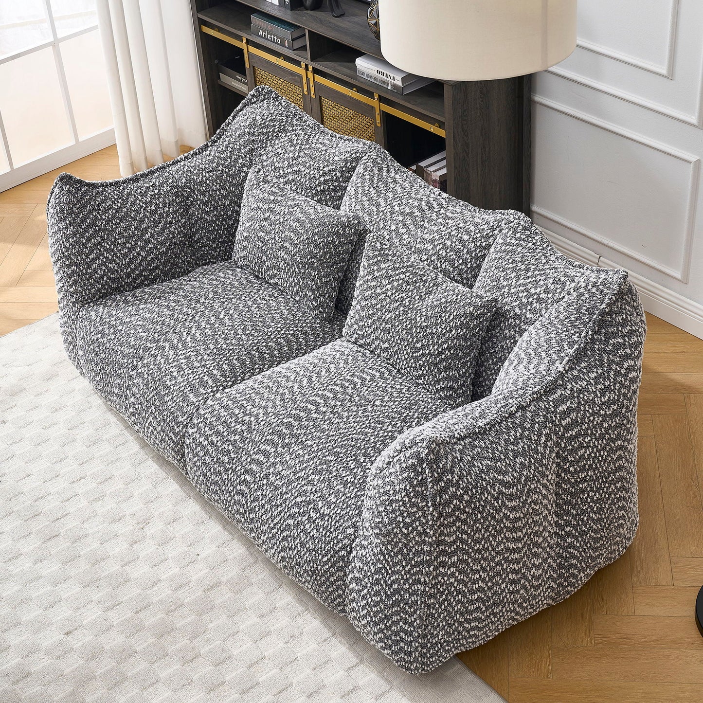 Comfortable Dual Beanbag Chair With High Resilience Foam Core For 2 People