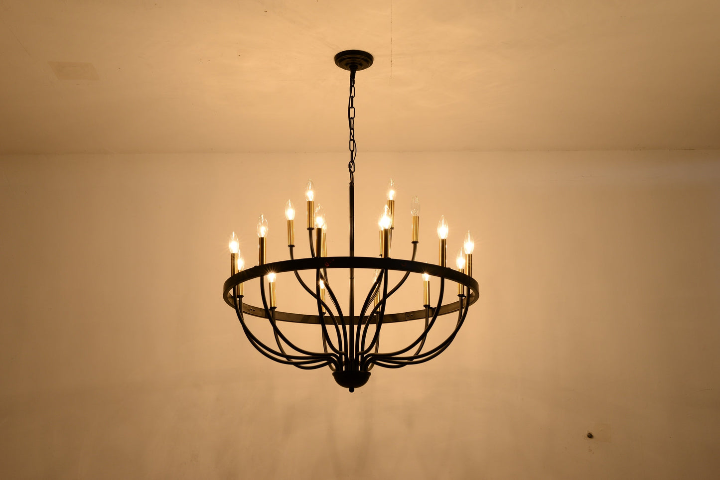 15-Light Industrial Iron Candle Chandelier Modern Farmhouse Pendant Light
