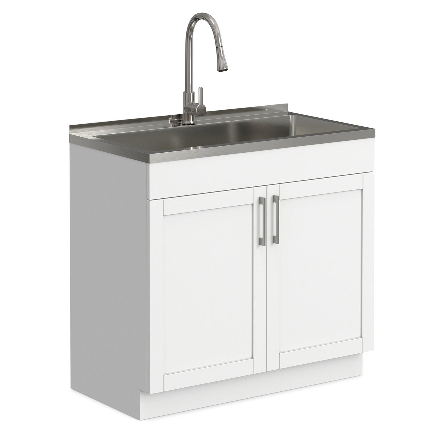 Modern Shaker All-In-One Laundry Utility Sink And Cabinet with Pull Out Faucet