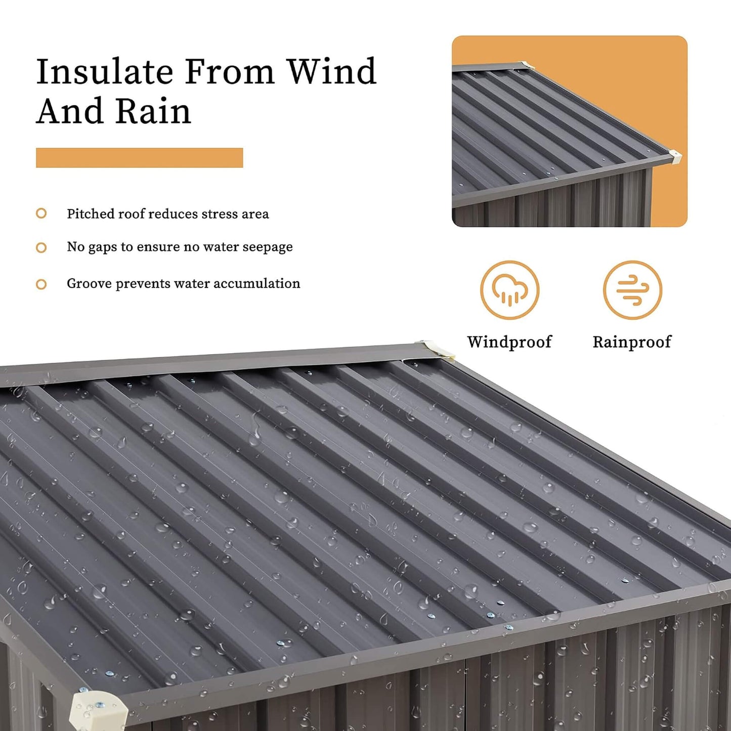 [04X06FT] Alora Outdoor All-Weather Galvanized Metal Storage Shed With Sliding Door (SAK96472)