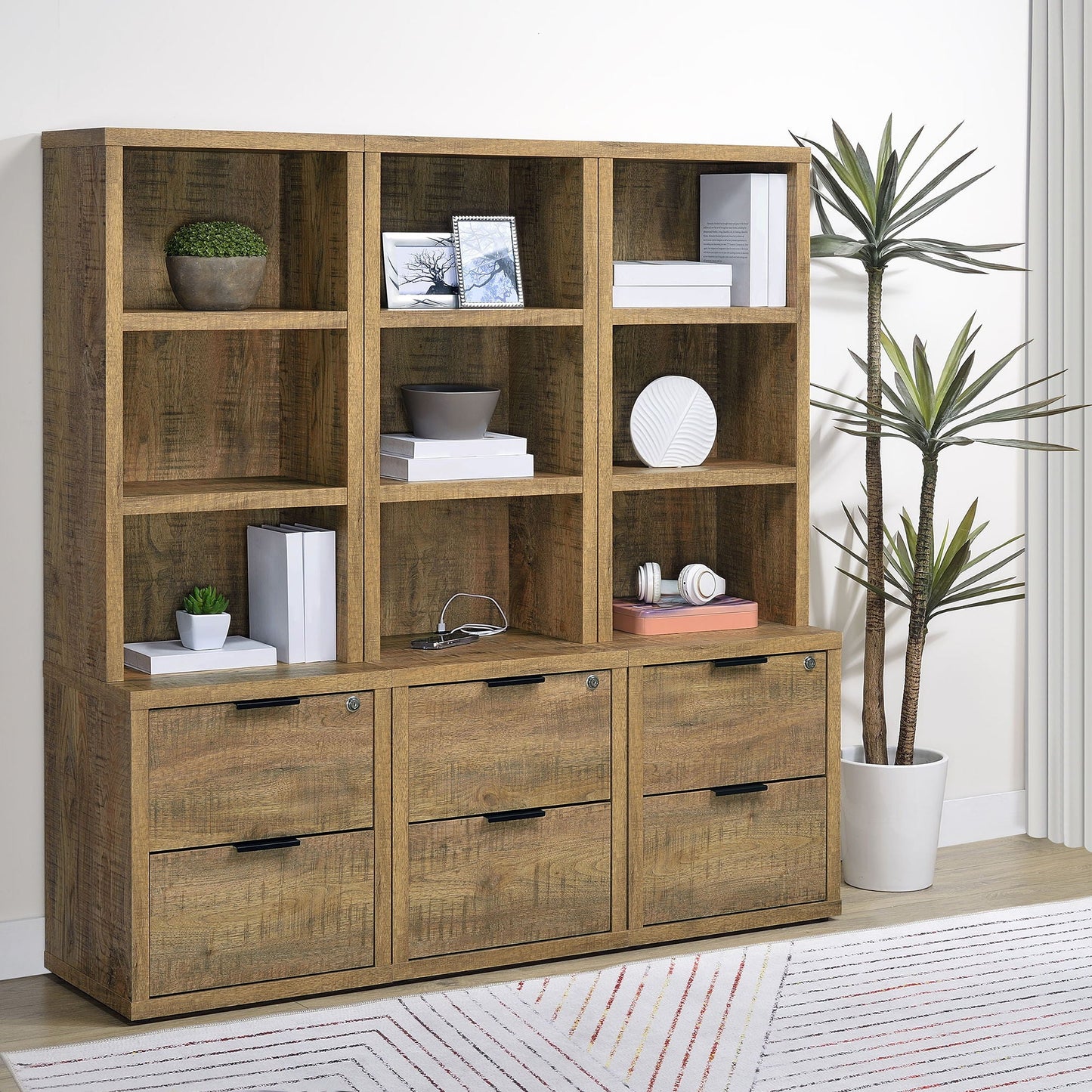 Geary - 3 Shelf Bookcase With USB Charging And Lockable Top Drawer