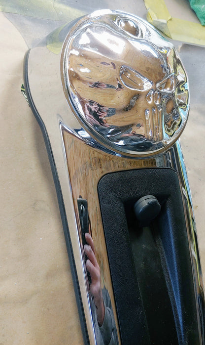Chrome 3D Punisher Harley touring fuel door