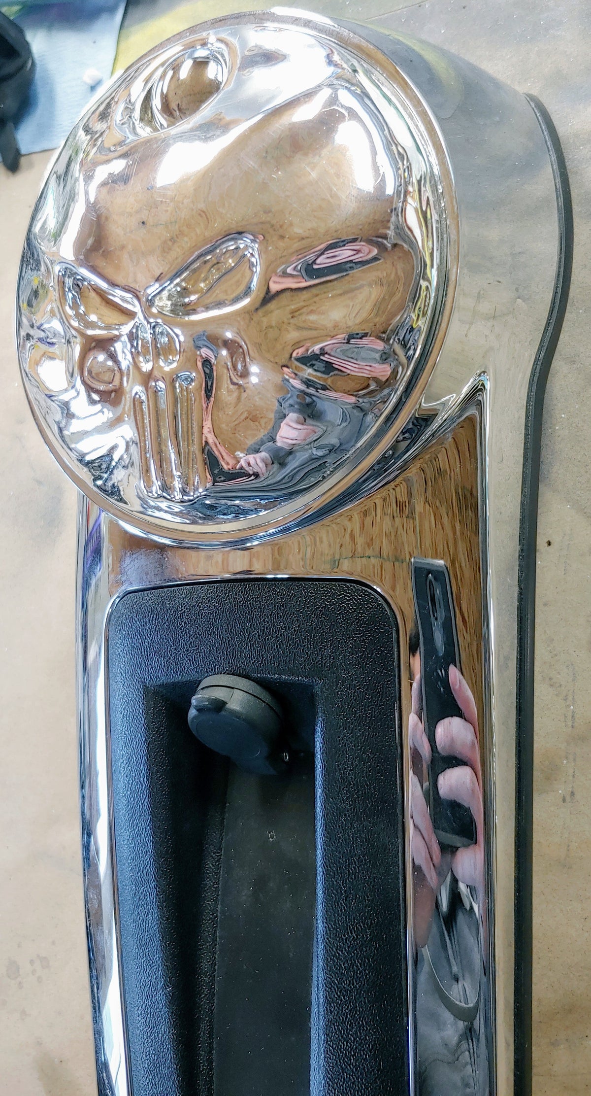 Chrome 3D Punisher Harley touring fuel door