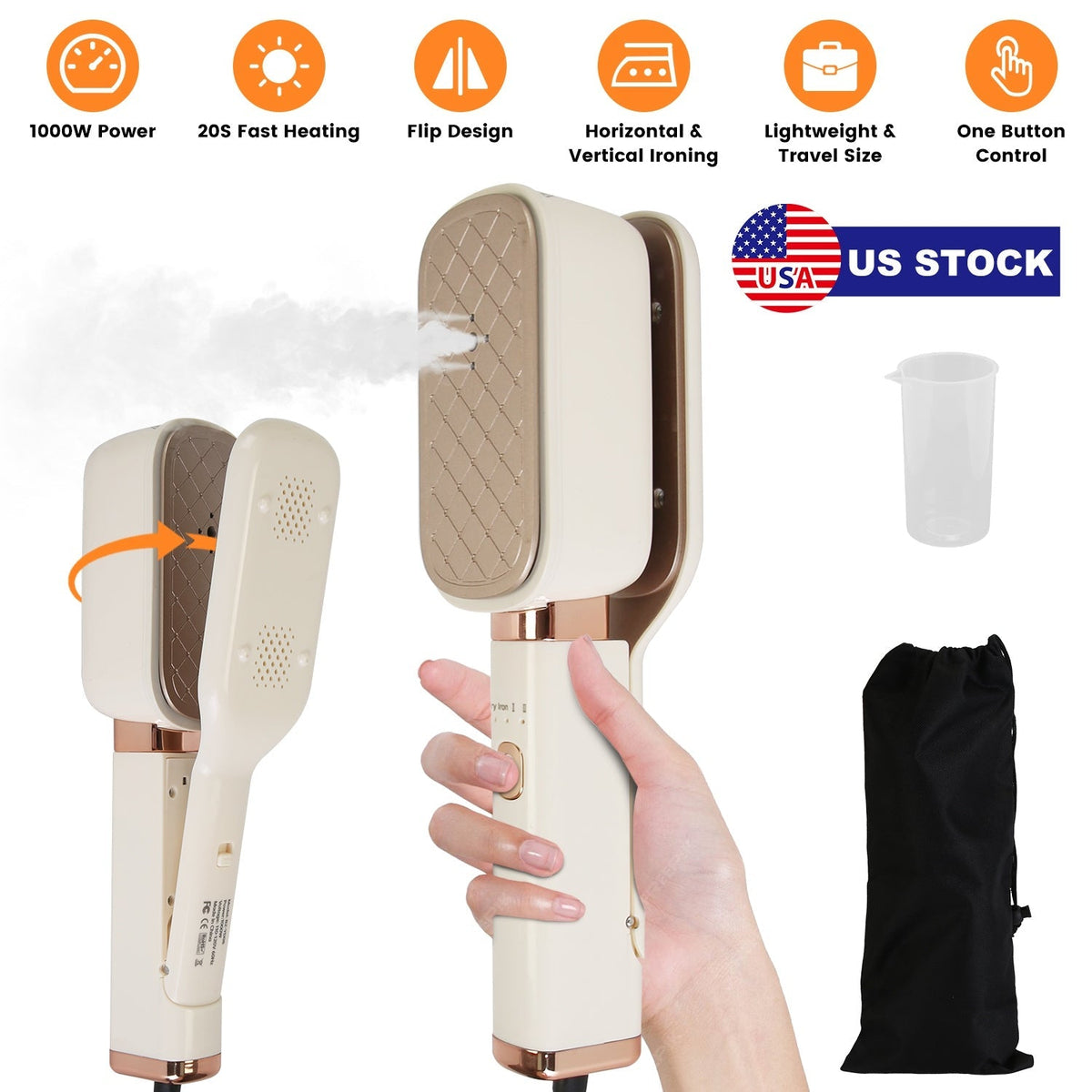 Steam Iron Press 3 In 1 Travel Steamer For Clothes With 180¡ Flip Head Portable Handheld Flat Iron 1000W Wrinkles Remover Wet And Dry Ironing Garment