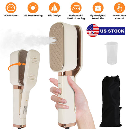 Steam Iron Press 3 In 1 Travel Steamer For Clothes With 180¡ Flip Head Portable Handheld Flat Iron 1000W Wrinkles Remover Wet And Dry Ironing Garment