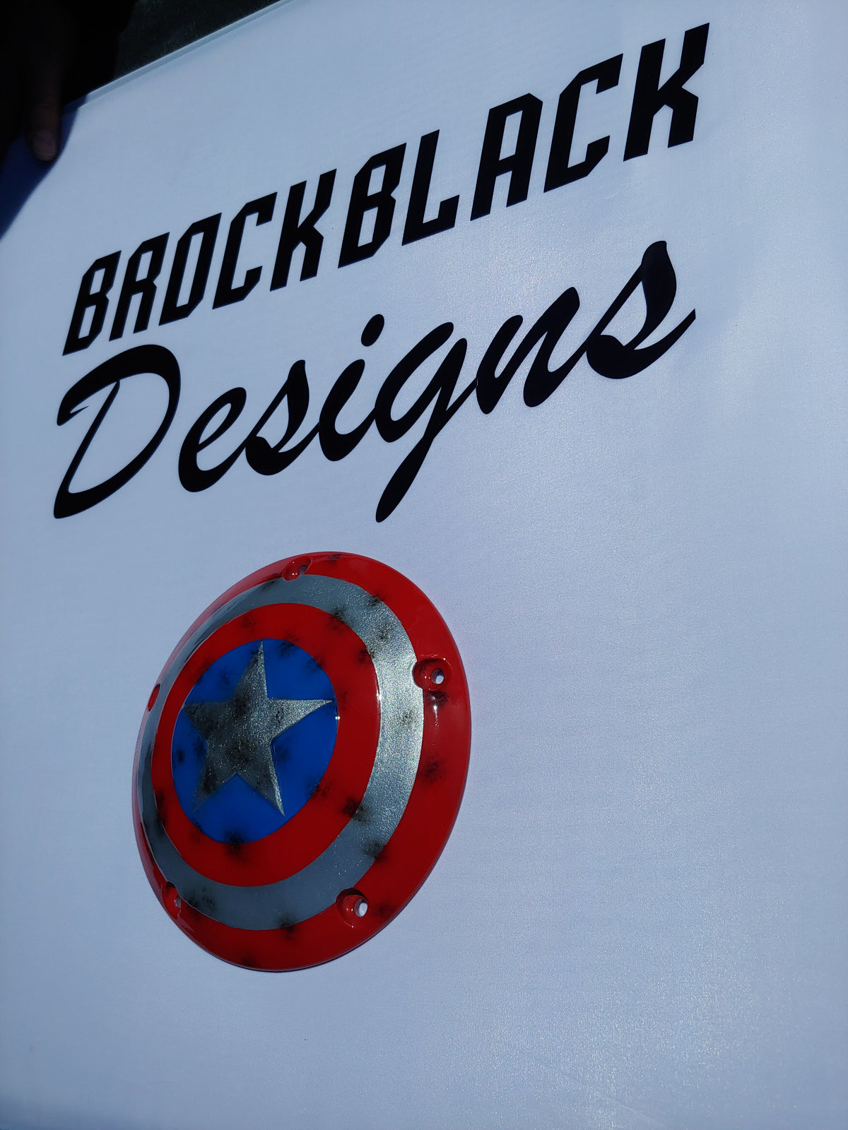 Captain America shield on touring derby cover