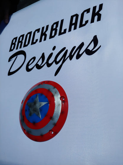 Captain America shield on touring derby cover