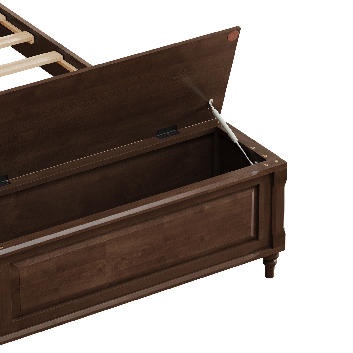 Sleigh Bed Frame With Tall Headboard And Storage Bench