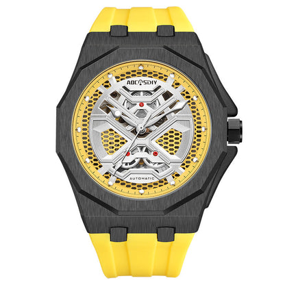 Trendy Hollow Mechanical Watch With Luminous Display And Water Resistance For Men