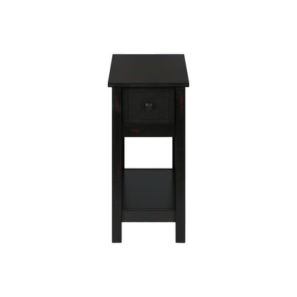 Accent End Table, 2 Tier, Narrow, Lamp, Storage Drawer, Charming Design