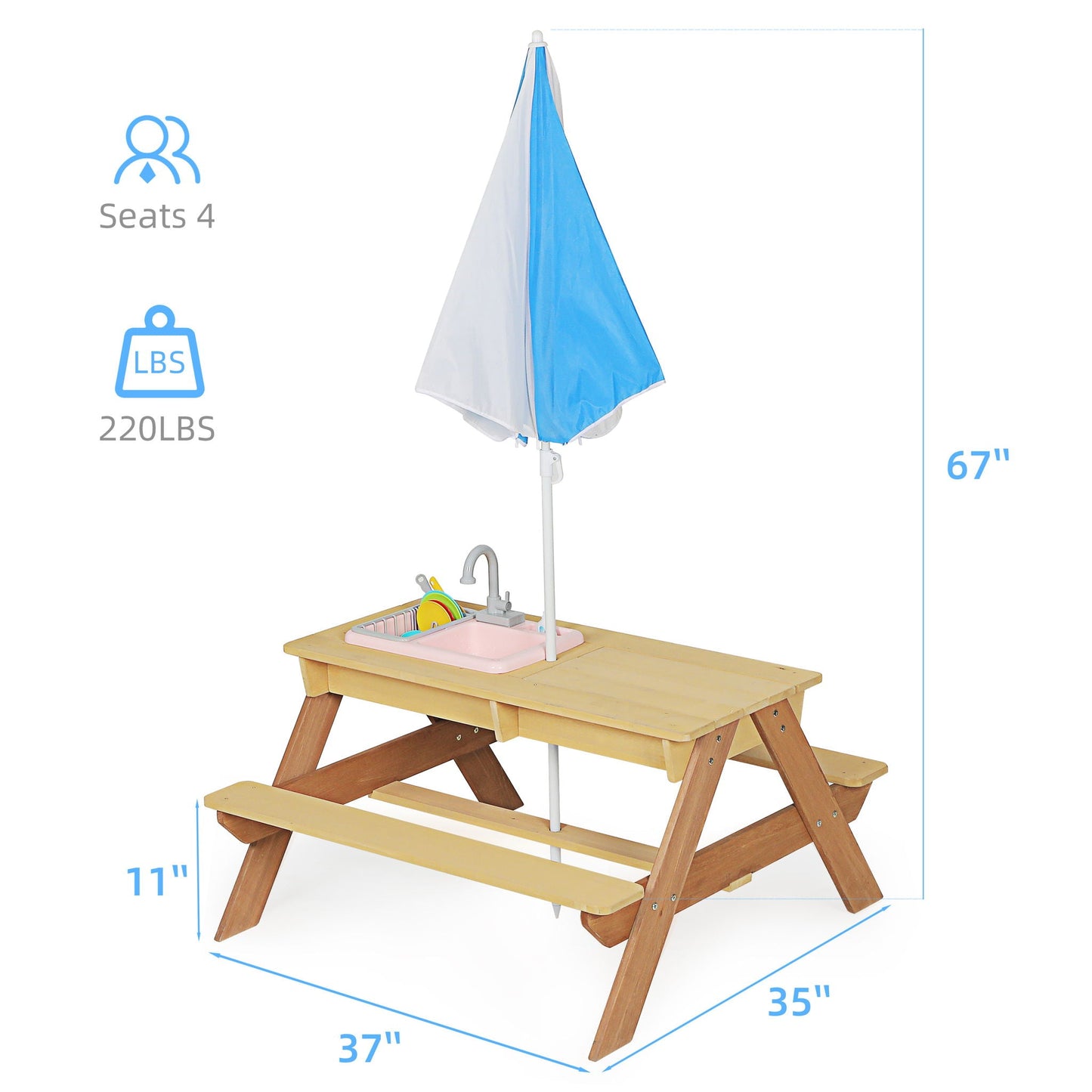 Kids Picnic Table With Sand and Water Table Conversion