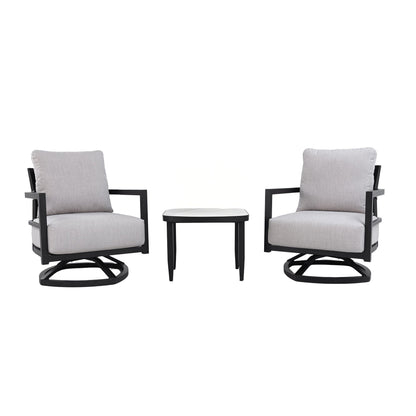Outdoor Patio Furniture Chat Set with Sunbrella Cushions and Side Table