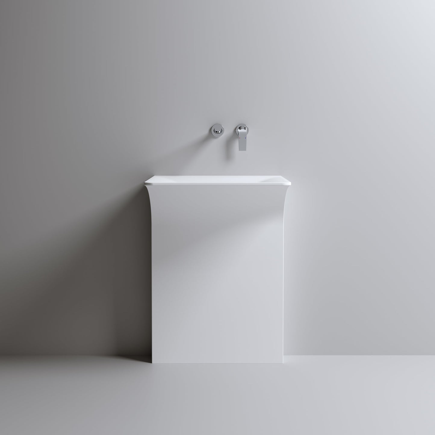 Modern Wall-Mounted Solid Surface Pedestal Sink