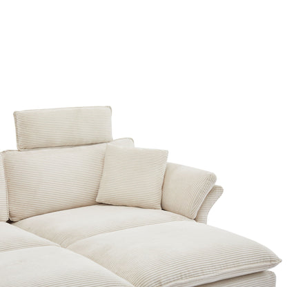 Modern Deep Seat Sectional Sofa With Ottoman