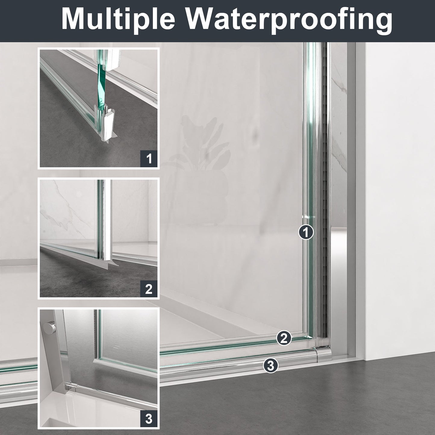 34"W x 72"H Frameless Circular Pivot Shower Door