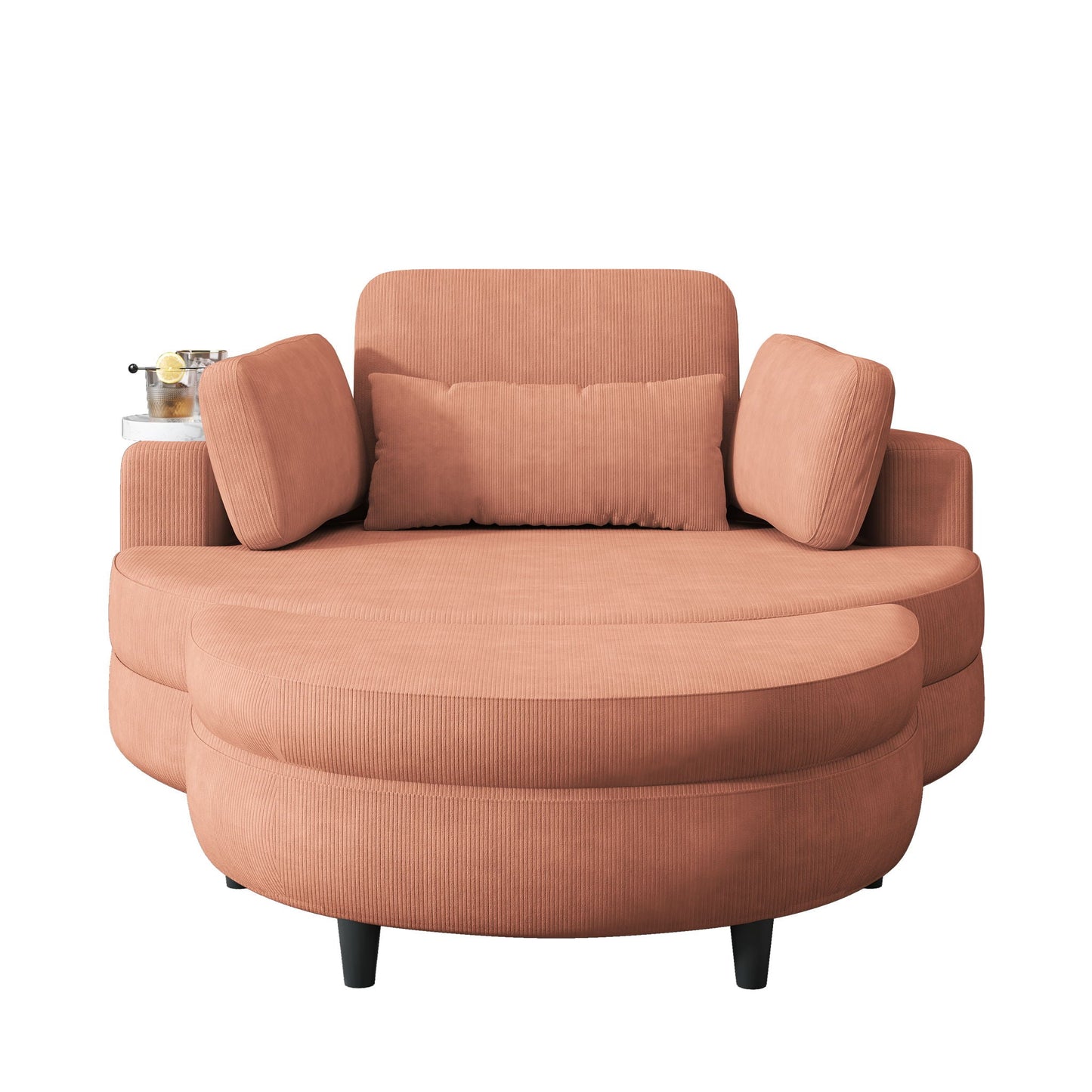 Sofa With Two Throw Pillows And A Waist Pillow With An Extra Tray For Comfortable Seating In Small Apartment Bedrooms
