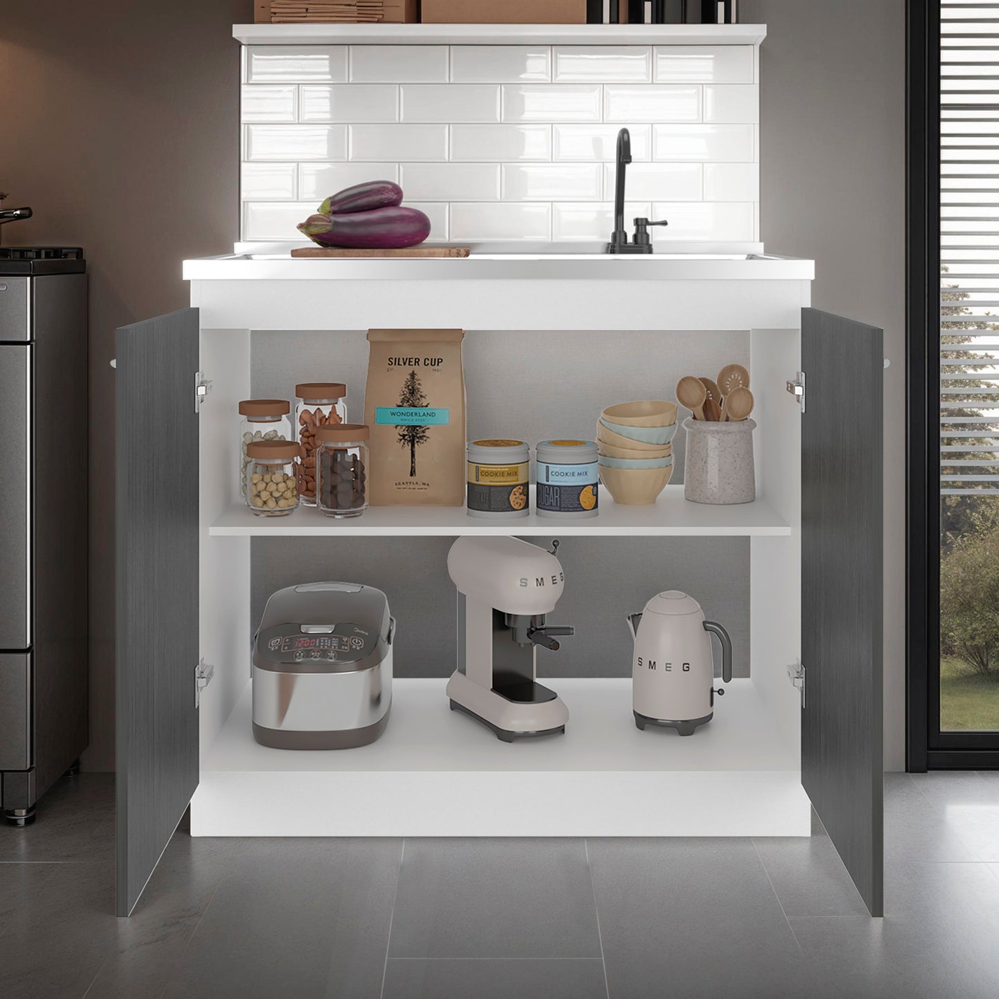 Salento Freestanding Sink, Double Door Cabinet