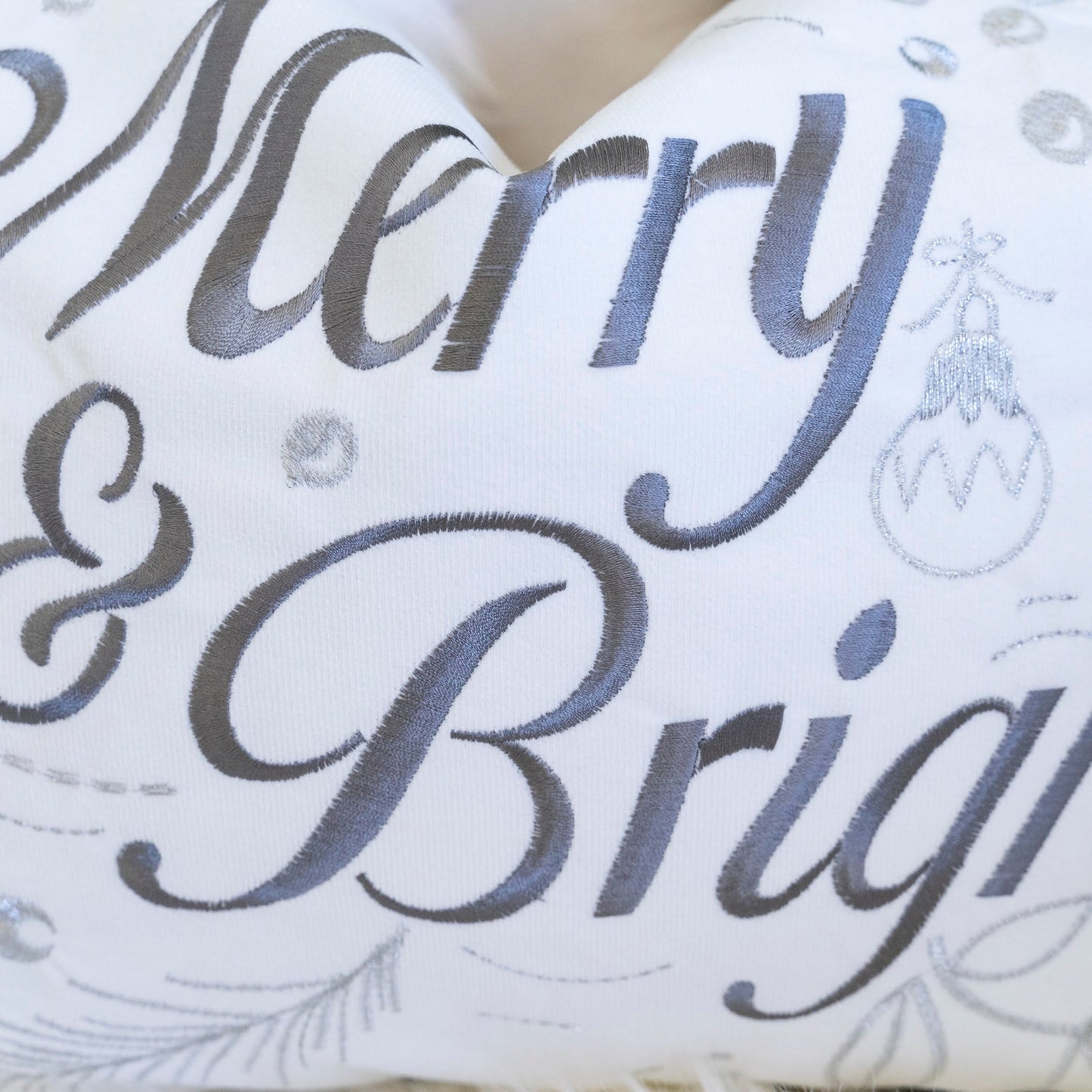 Merry & Bright Christmas Throw Pillow – 14x20 Velvet Lumbar Cushion