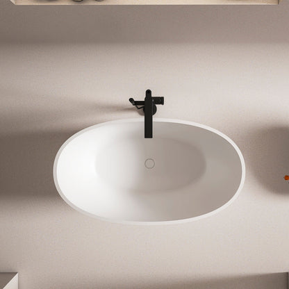 55 Inch Freestanding Solid Surface Soaking Bathtub