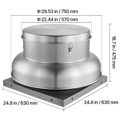 Roof Exhaust Fan with High-Power Motor and Adjustable Airflow
