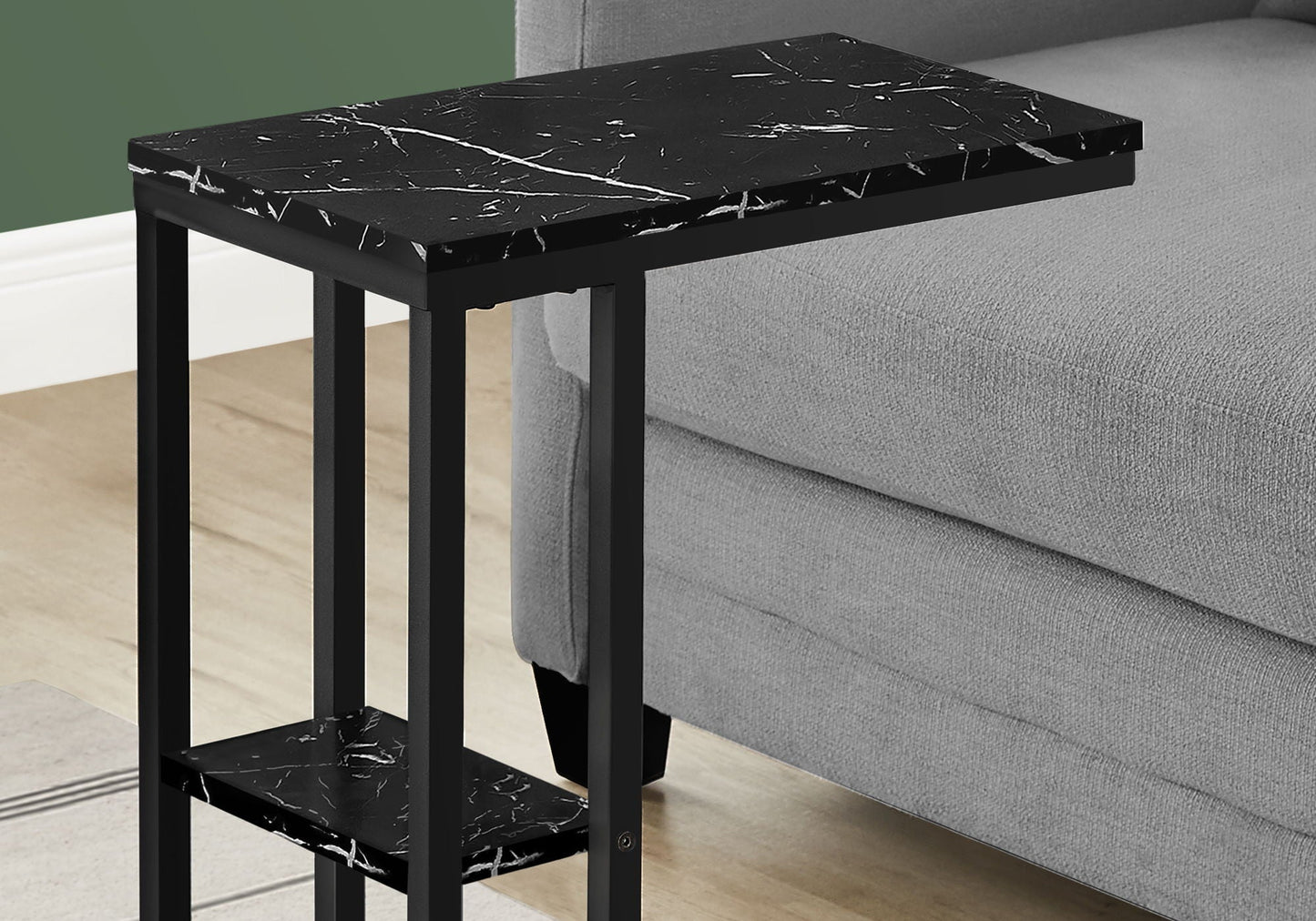 Accent Table, C-Shaped, Marble Look Contemporary & Modern Convenient Design